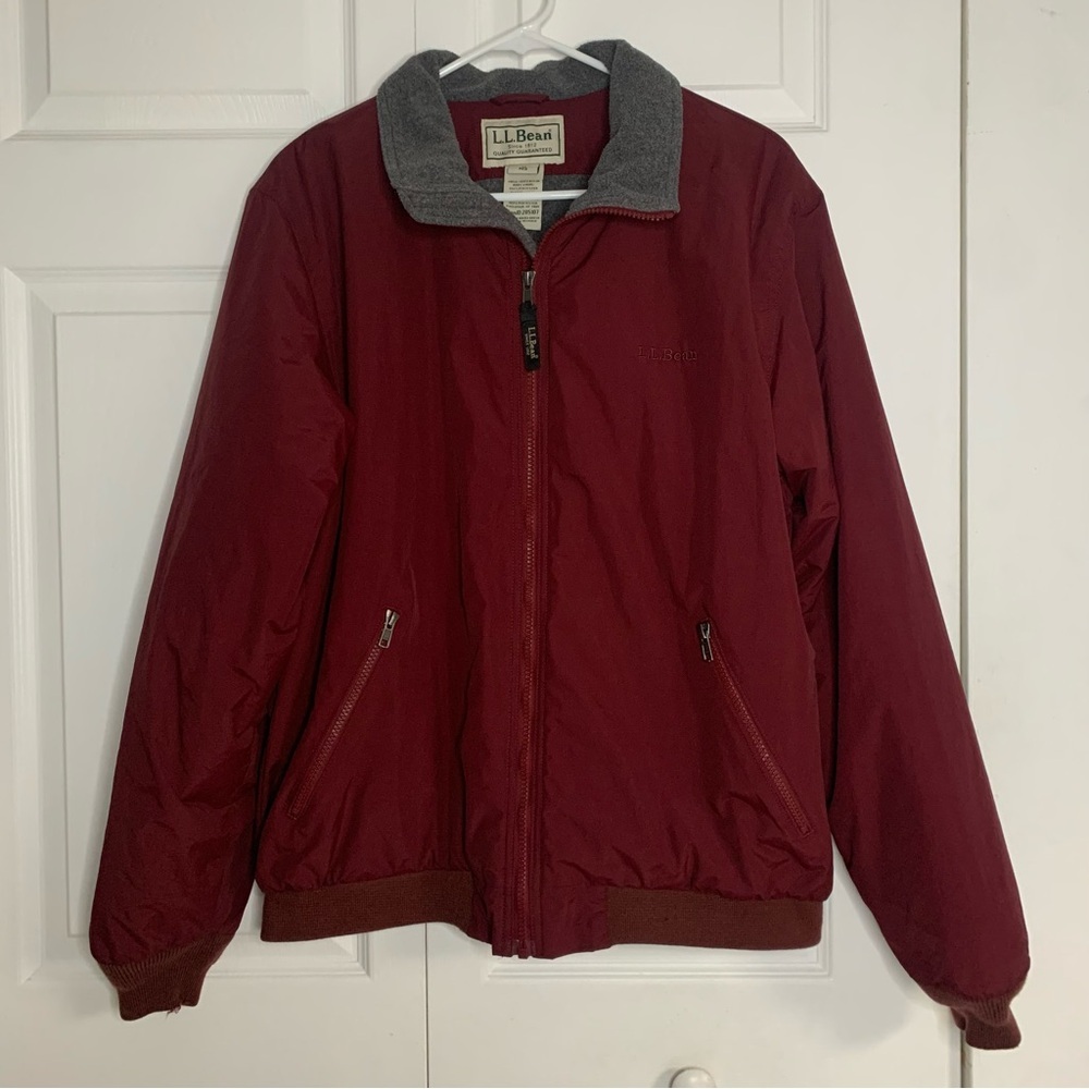 LL Bean Burgundy Fleece Lined Jacket Size Medium